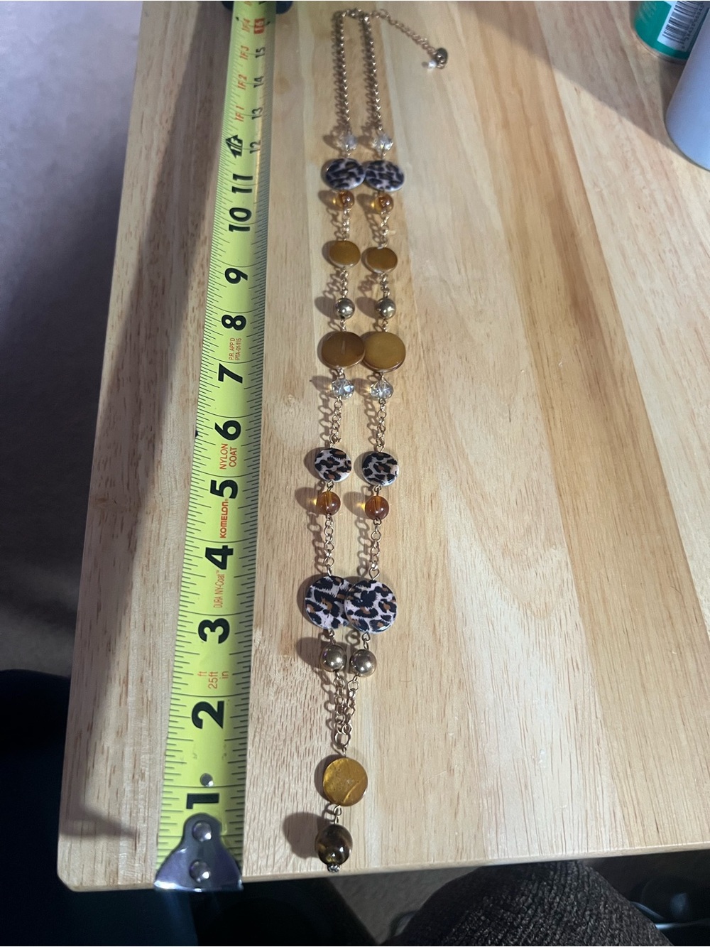 Gold-Tone and Leopard Bead Multi-Chain Womens Necklace N165